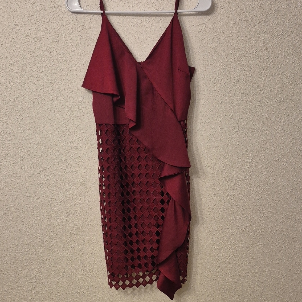 Lucy Paris Asymmetrical Burgundy Dress